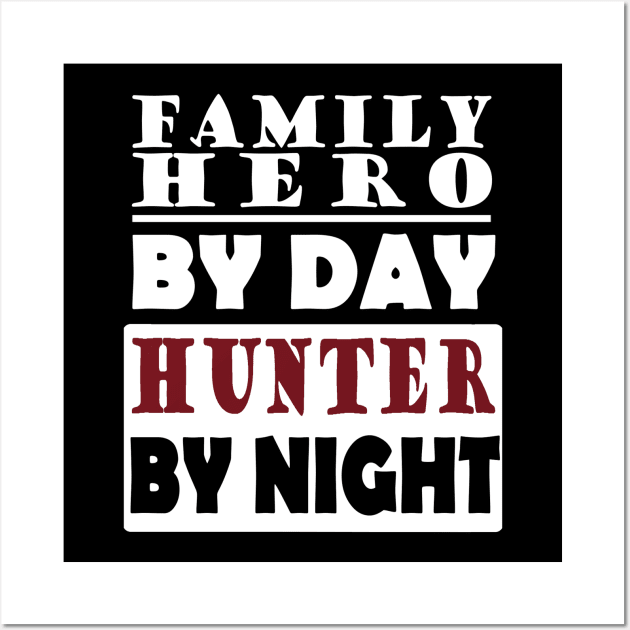 Hunter hunting dog shotgun family man dad Wall Art by FindYourFavouriteDesign